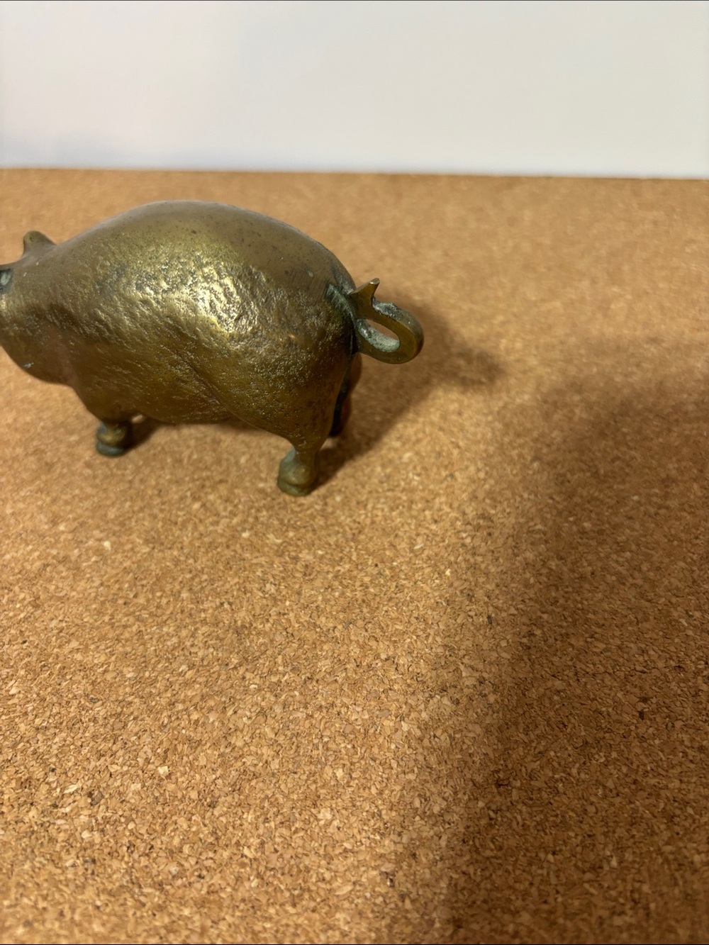 Vintage Brass Pig Figurine Home Accent - Gold Tone 4x2.5” - Picture 4 of 5